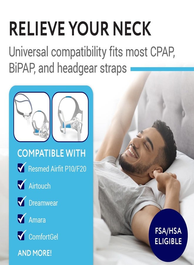 إمبريسا وسادة رقبة وحزام جهاز Impresa CPAP - وسادة زرقاء لتخفيف تهيج الرقبة - وسادة رأس قابلة للتخصيص لعلاج انقطاع النفس النومي - متوافقة مع أجهزة ResMed AirFit P10 وF20 وAirTouch وDreamWear - Image 2